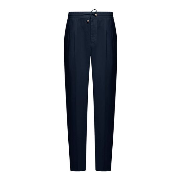 Brunello Cucinelli Men Linen Trousers With Drawstring